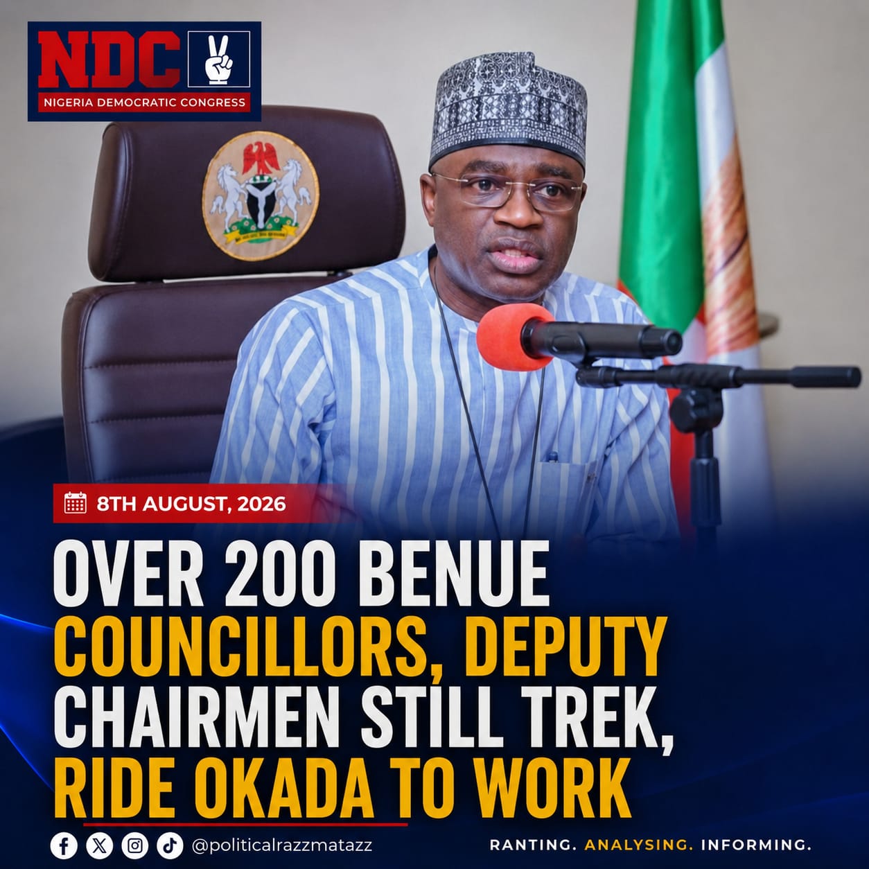 councillors and deputy chairmen still trek or ride okada to work