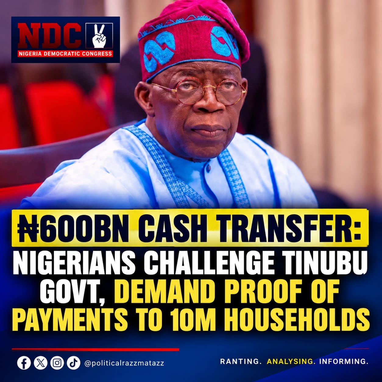 Nigerians Challenge Tinubu Govt Over ₦600bn Cash Transfer